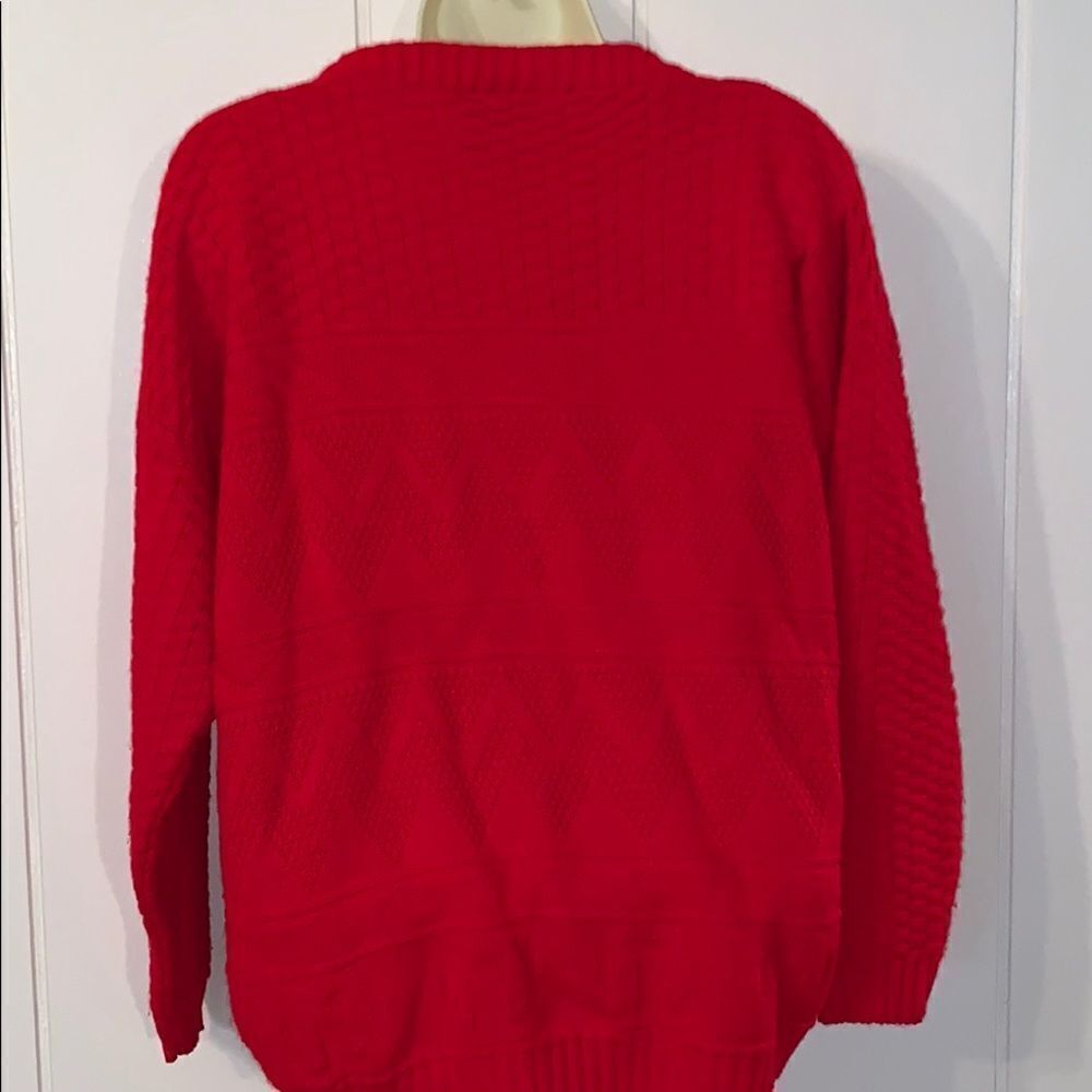 Vtg 80s Brunny Red Multi Patterned Weave S View 5